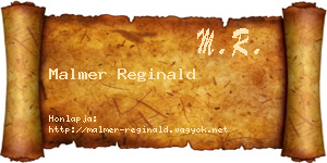 Malmer Reginald névjegykártya